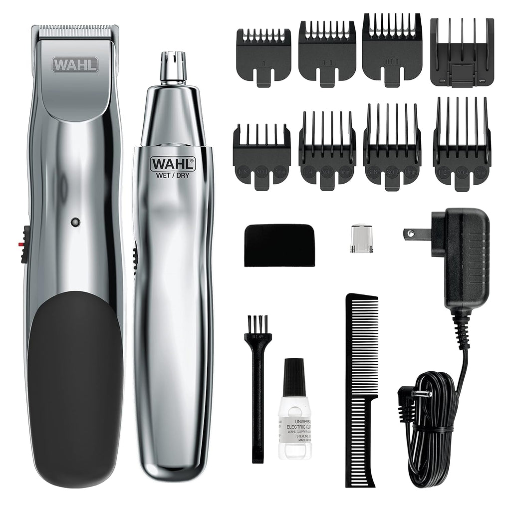 Groomsman Rechargeable Beard Trimmer Kit & Bonus Battery Nose Trimmer | Trim Beards & Mustaches with the Rechargeable Trimmer and Nose Hair with the Bonus Battery Wet/Dry Trimmer – Model 5622V