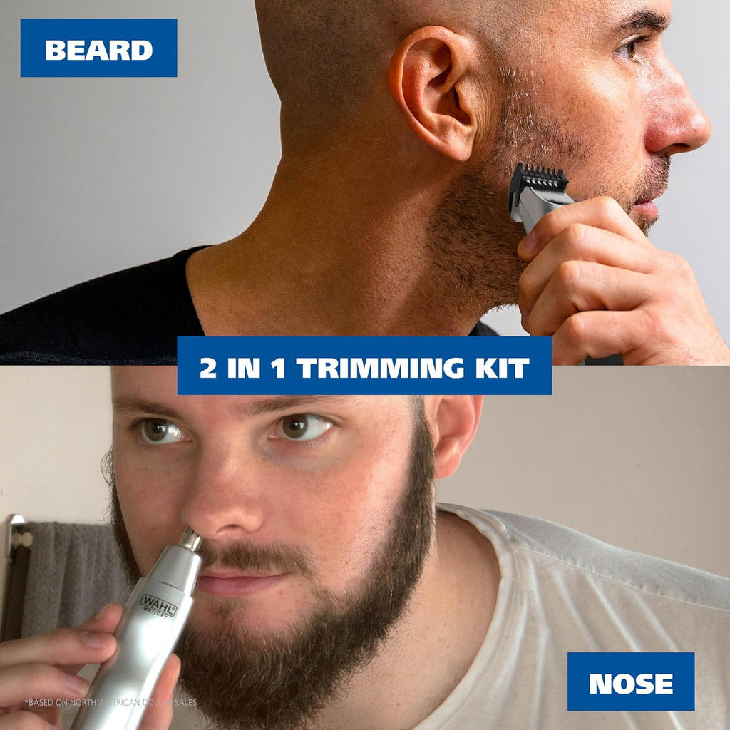 Groomsman Rechargeable Beard Trimmer Kit & Bonus Battery Nose Trimmer | Trim Beards & Mustaches with the Rechargeable Trimmer and Nose Hair with the Bonus Battery Wet/Dry Trimmer – Model 5622V