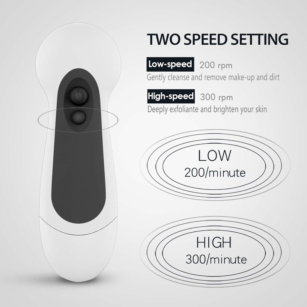 Waterproof Facial Cleansing Spin Brush Set with 5 Exfoliating Brush Heads - Electric Face Scrubber Cleanser Brush by  - Face Brush for Gentle Exfoliation and Deep Scrubbing