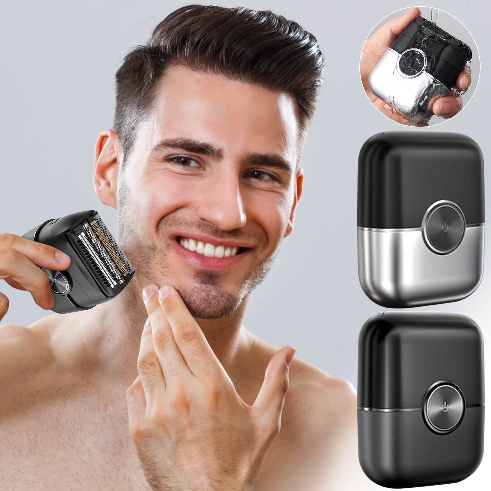 Foil Shavers for Men, Electric Razor for Men, Mini Travel Foil Shaver with 4 Floating Blades and Big LED Display, 2 Speed Settings, USB C Fast Charging, IPX7 Waterproof, Compact and Lightweight Design