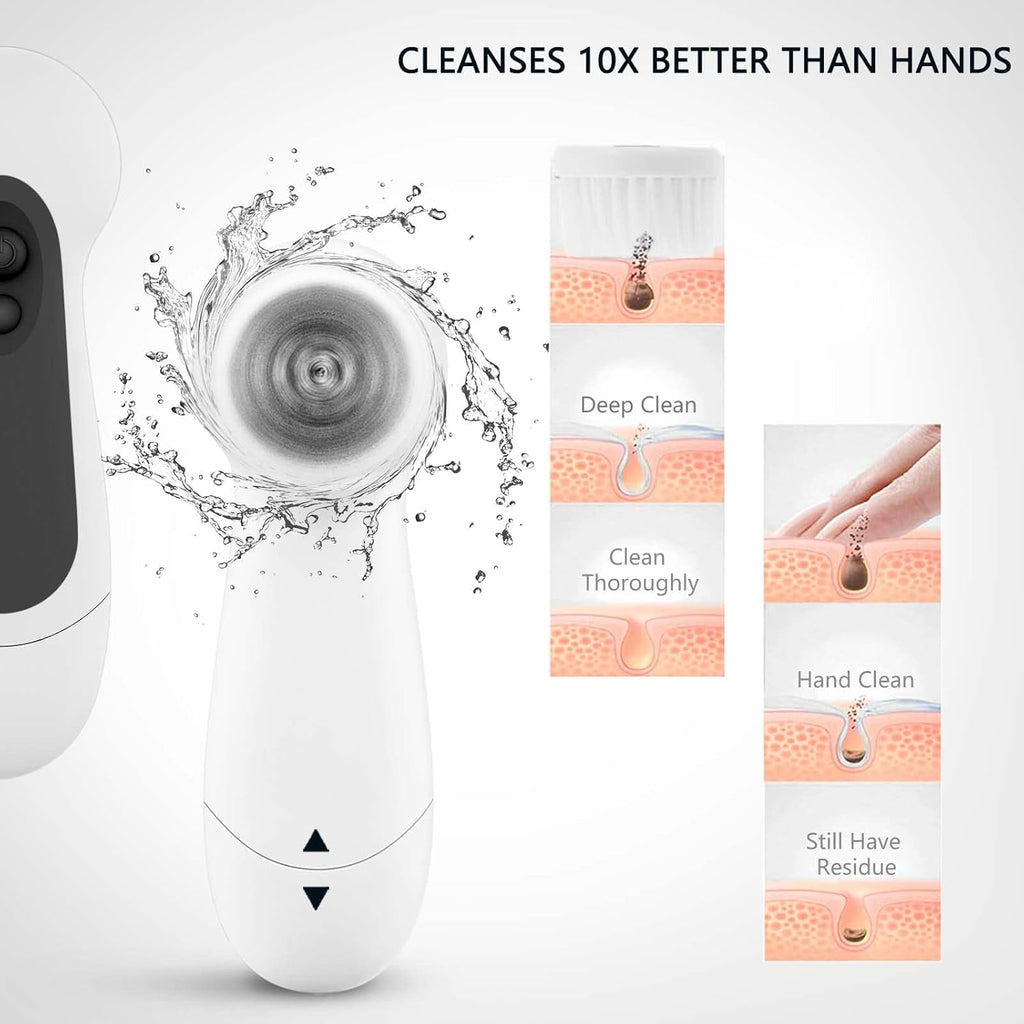 Waterproof Facial Cleansing Spin Brush Set with 5 Exfoliating Brush Heads - Electric Face Scrubber Cleanser Brush by  - Face Brush for Gentle Exfoliation and Deep Scrubbing