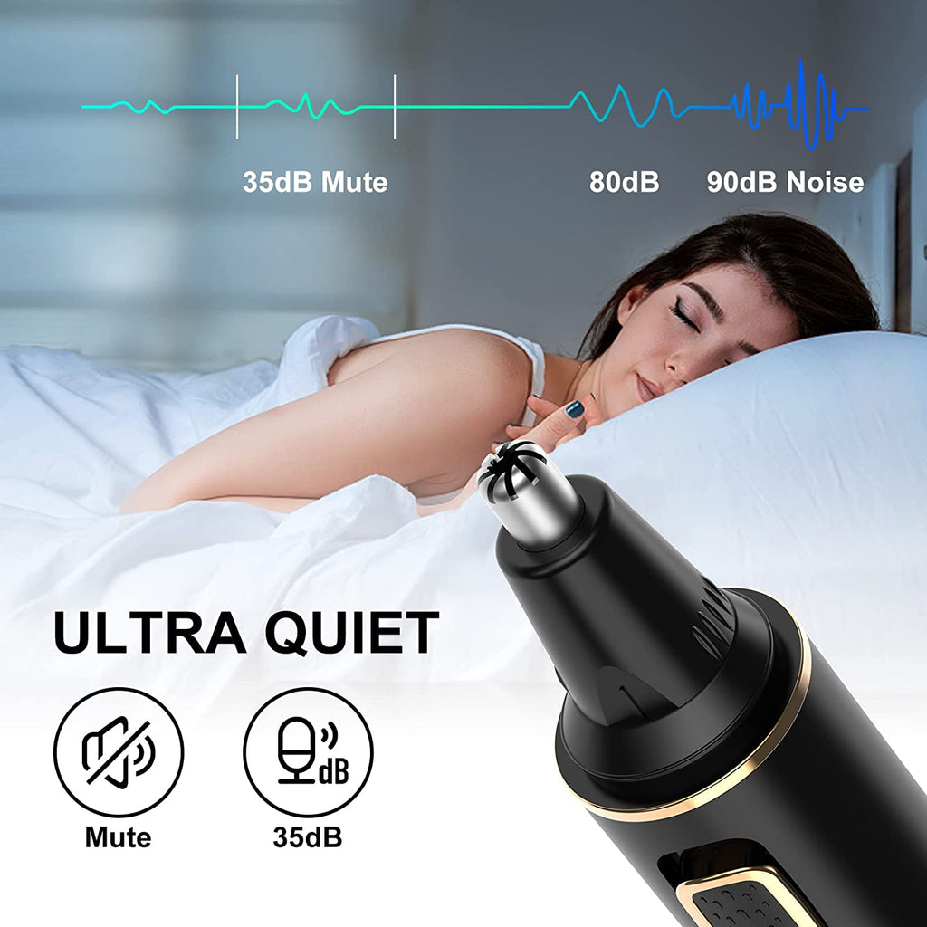 Nose Hair Trimmers for Men，Rechargeable Hair Trimmer 2 in 1 Painless Multifunctional Ear and Nose Hair Trimmer with IPX7 Waterproof Dual Edge Blades (Black)