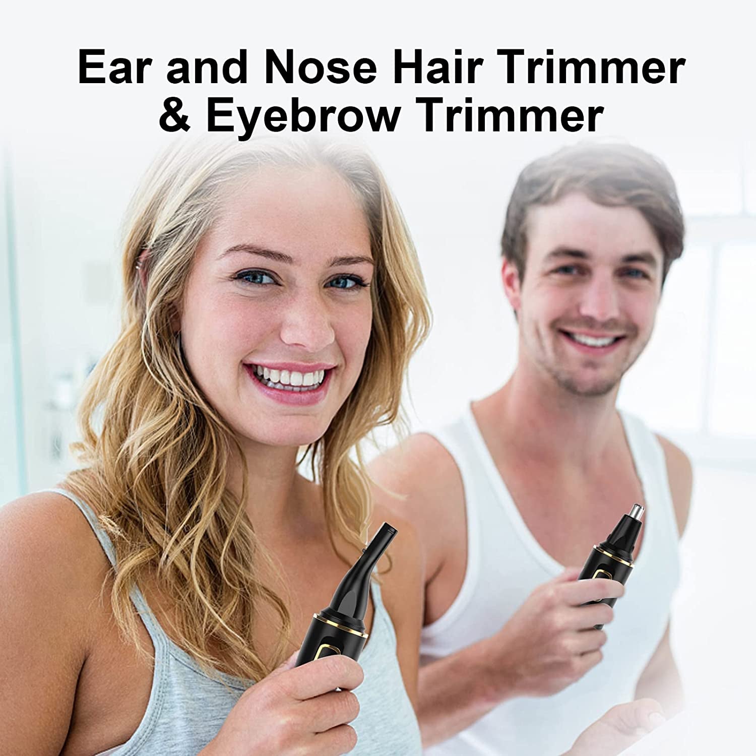 Nose Hair Trimmers for Men，Rechargeable Hair Trimmer 2 in 1 Painless Multifunctional Ear and Nose Hair Trimmer with IPX7 Waterproof Dual Edge Blades (Black)
