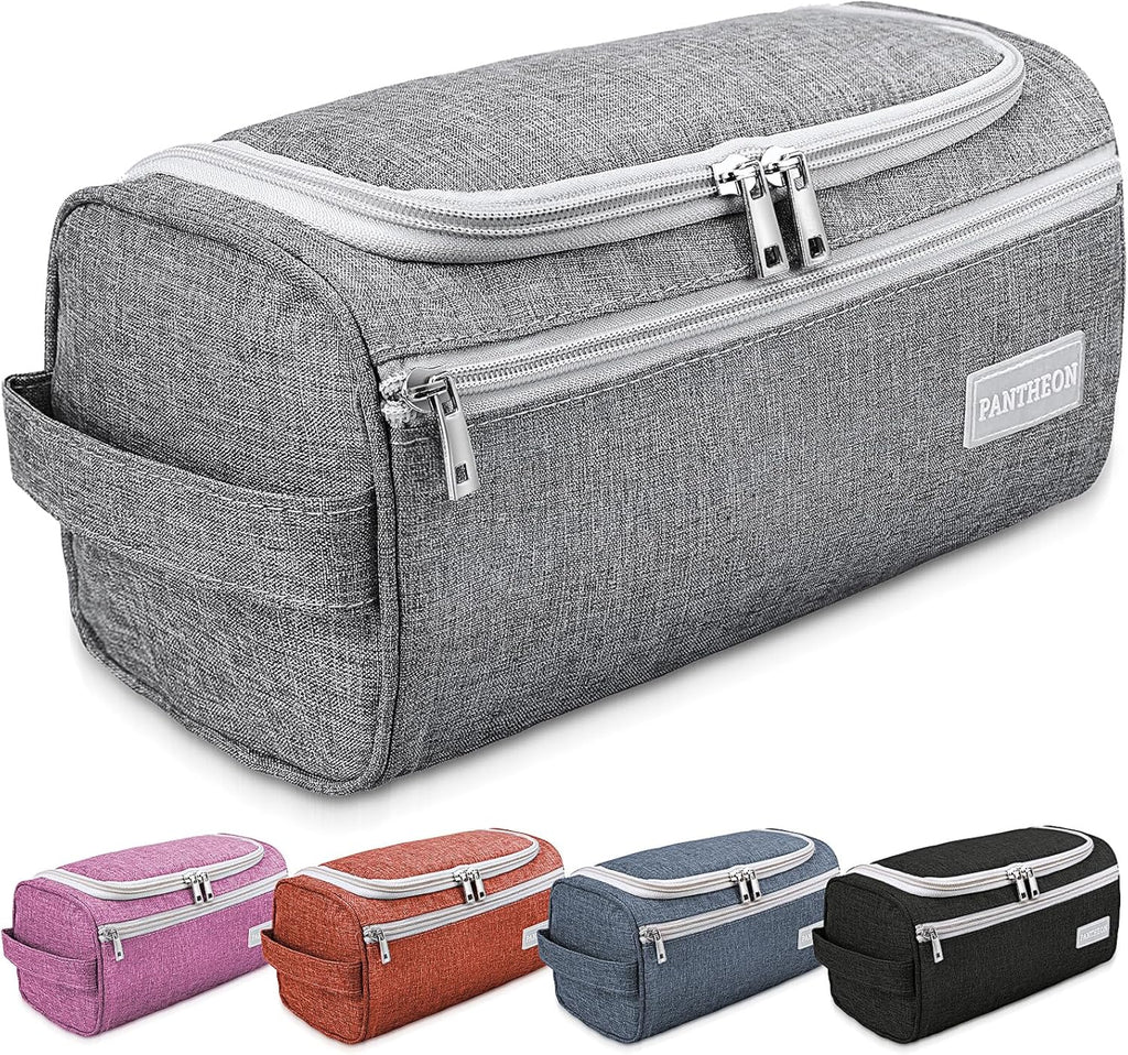 Hanging Travel Toiletry Bag for Men, Dopp Kit - Gray | Hanging Hook, Water-Resistant Lining, Zip & Mesh Pockets; Men'S Dopp Kit for Travel, Gym, Hotel & Bathroom