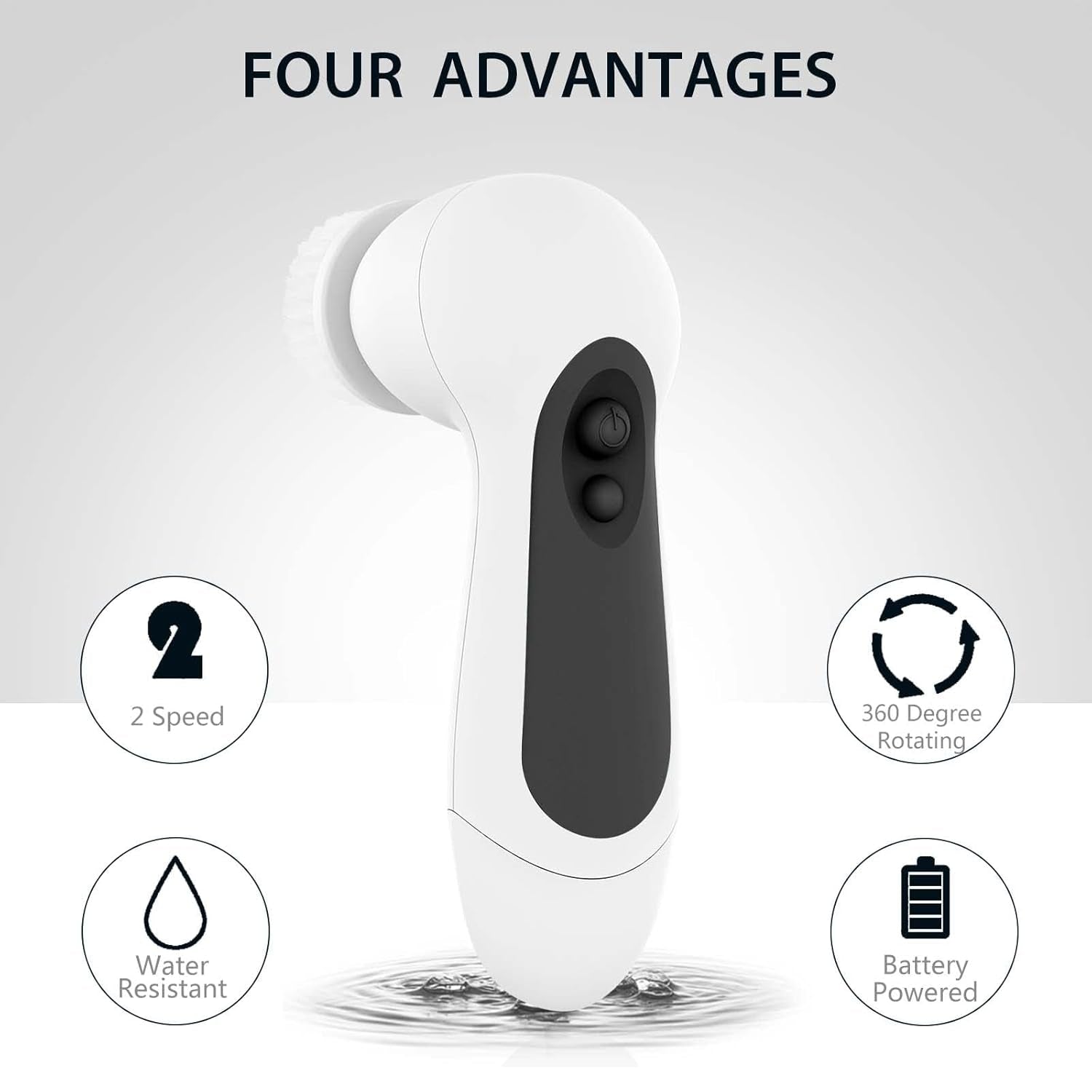 Waterproof Facial Cleansing Spin Brush Set with 5 Exfoliating Brush Heads - Electric Face Scrubber Cleanser Brush by  - Face Brush for Gentle Exfoliation and Deep Scrubbing