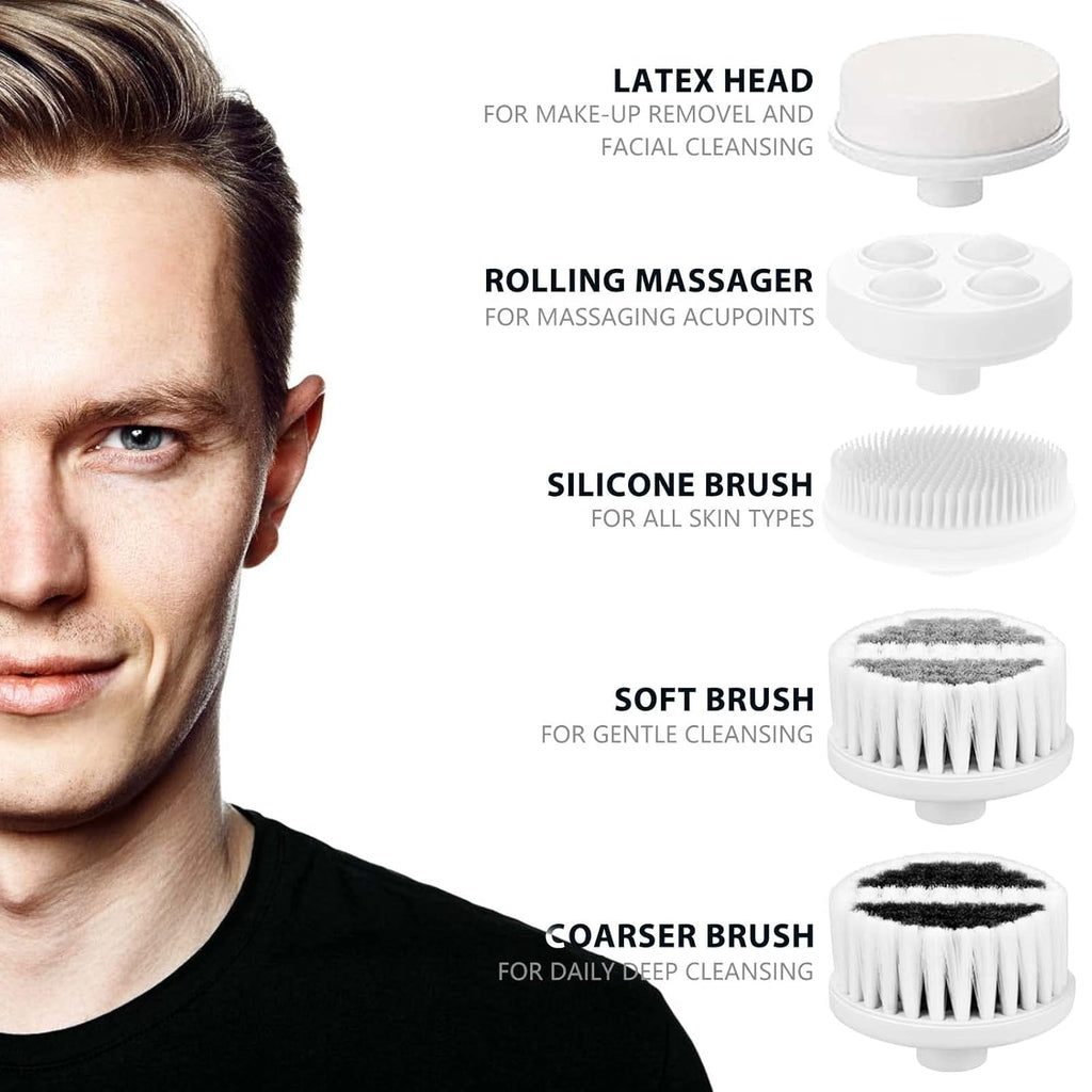 Waterproof Facial Cleansing Spin Brush Set with 5 Exfoliating Brush Heads - Electric Face Scrubber Cleanser Brush by  - Face Brush for Gentle Exfoliation and Deep Scrubbing