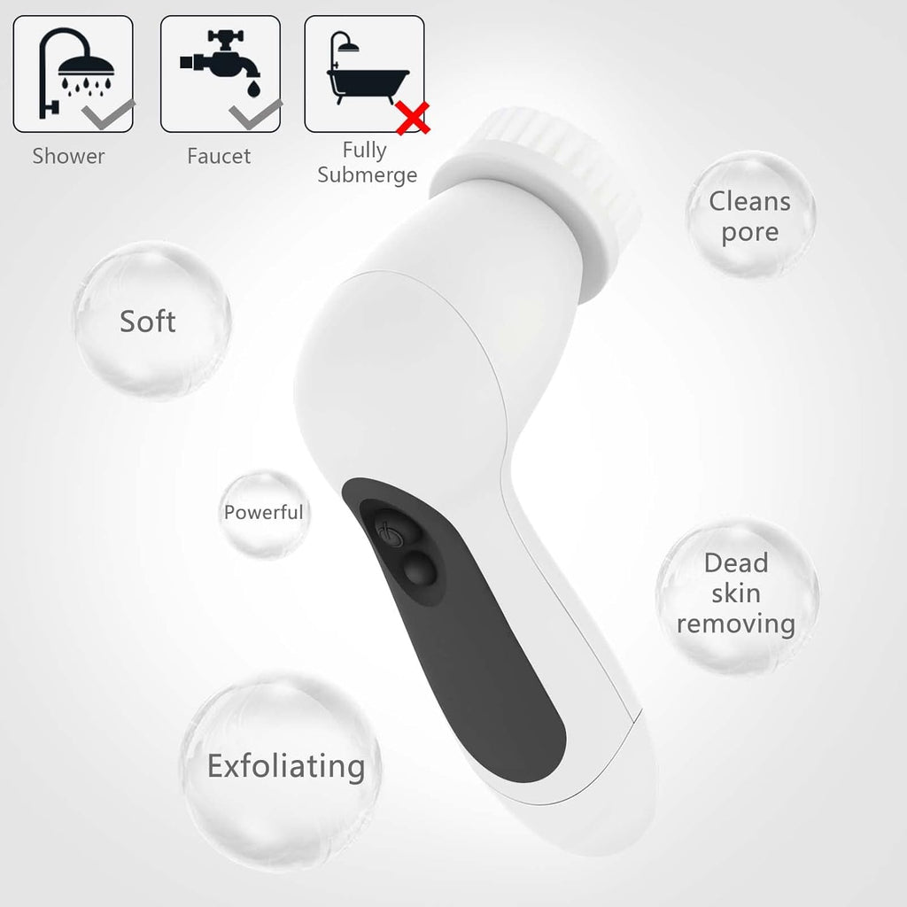 Waterproof Facial Cleansing Spin Brush Set with 5 Exfoliating Brush Heads - Electric Face Scrubber Cleanser Brush by  - Face Brush for Gentle Exfoliation and Deep Scrubbing