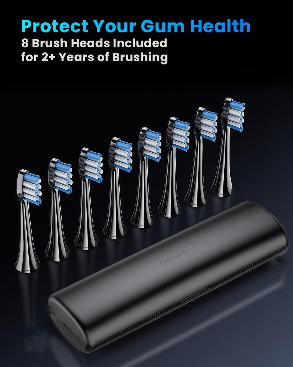 Electric Toothbrush for Adults, Rechargeable Electric Toothbrush with 8 Brush Heads, Travel Case, Charging Base & Wireless Charging - 5 Modes with Smart Timer