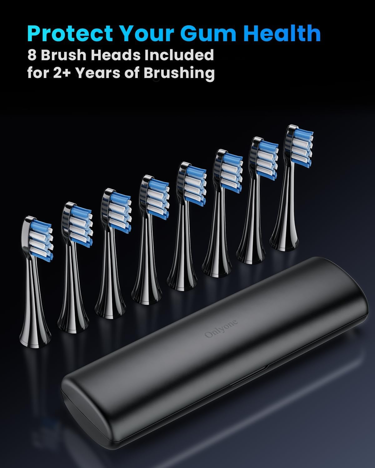Electric Toothbrush for Adults, Rechargeable Electric Toothbrush with 8 Brush Heads, Travel Case, Charging Base & Wireless Charging - 5 Modes with Smart Timer