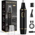 Nose Hair Trimmers for Men，Rechargeable Hair Trimmer 2 in 1 Painless Multifunctional Ear and Nose Hair Trimmer with IPX7 Waterproof Dual Edge Blades (Black)