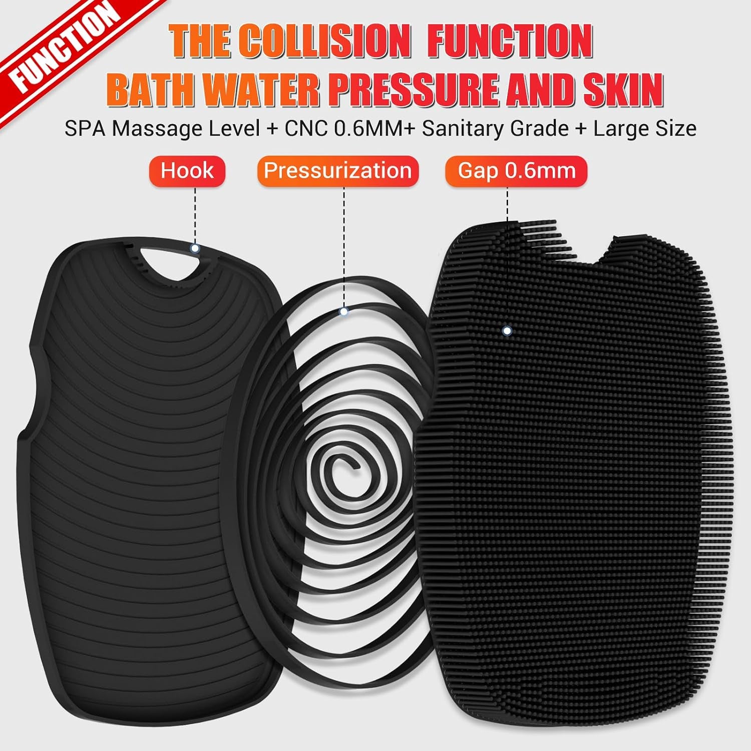 Silicone Bdoy Scrubber -Anti Zinc Infused-Exfoliating Shower Brush | Highly Elastic Bristles Exfoliator Silicone Shower Scrubber for Body,Cellulite Reduction,Blood Circulation-Black