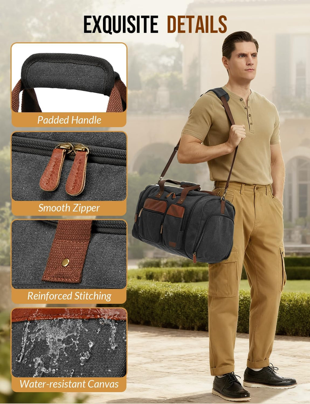 Canvas Duffle Bag for Travel 50L Expandable, Weekend
