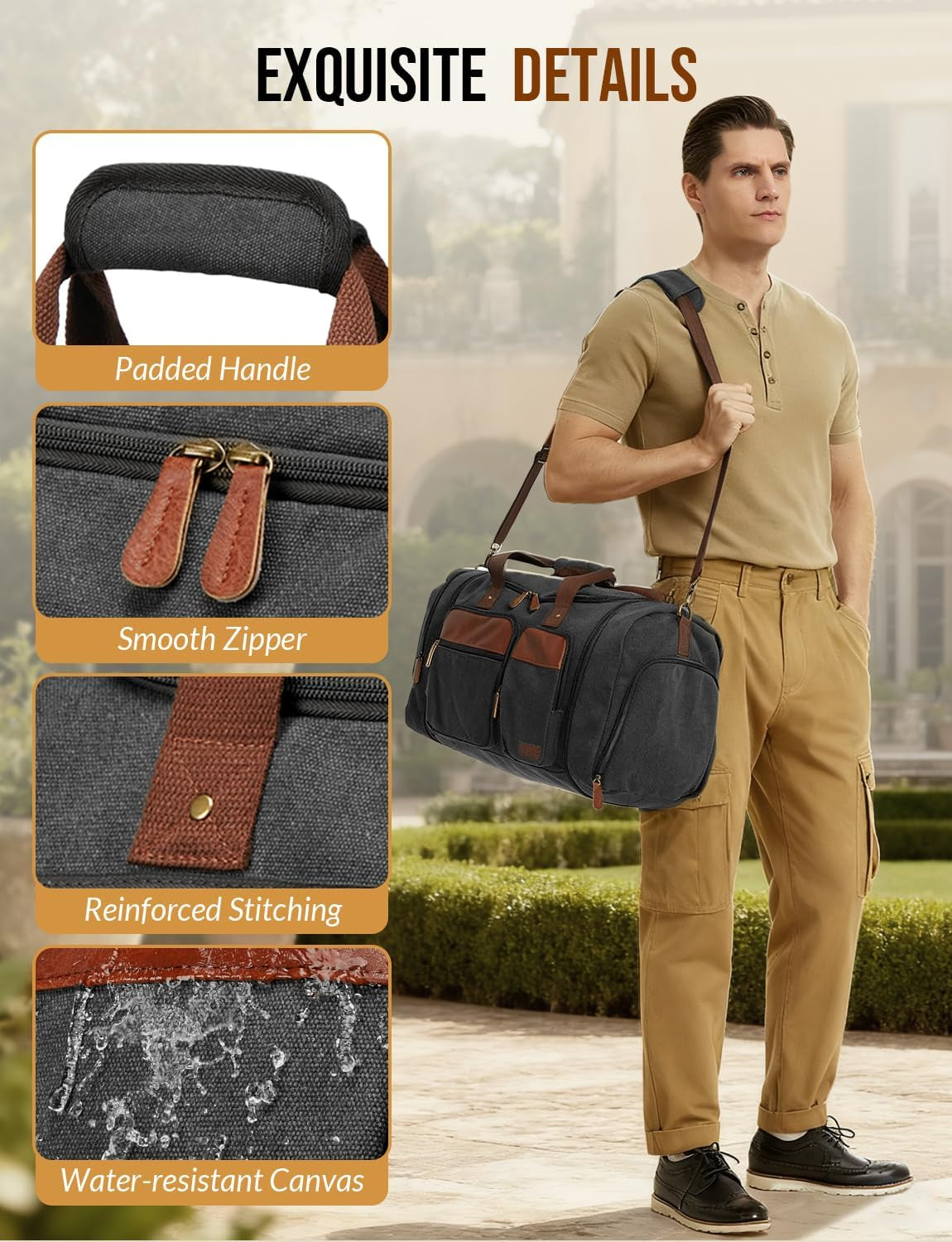 Canvas Duffle Bag for Travel 50L Expandable, Weekend