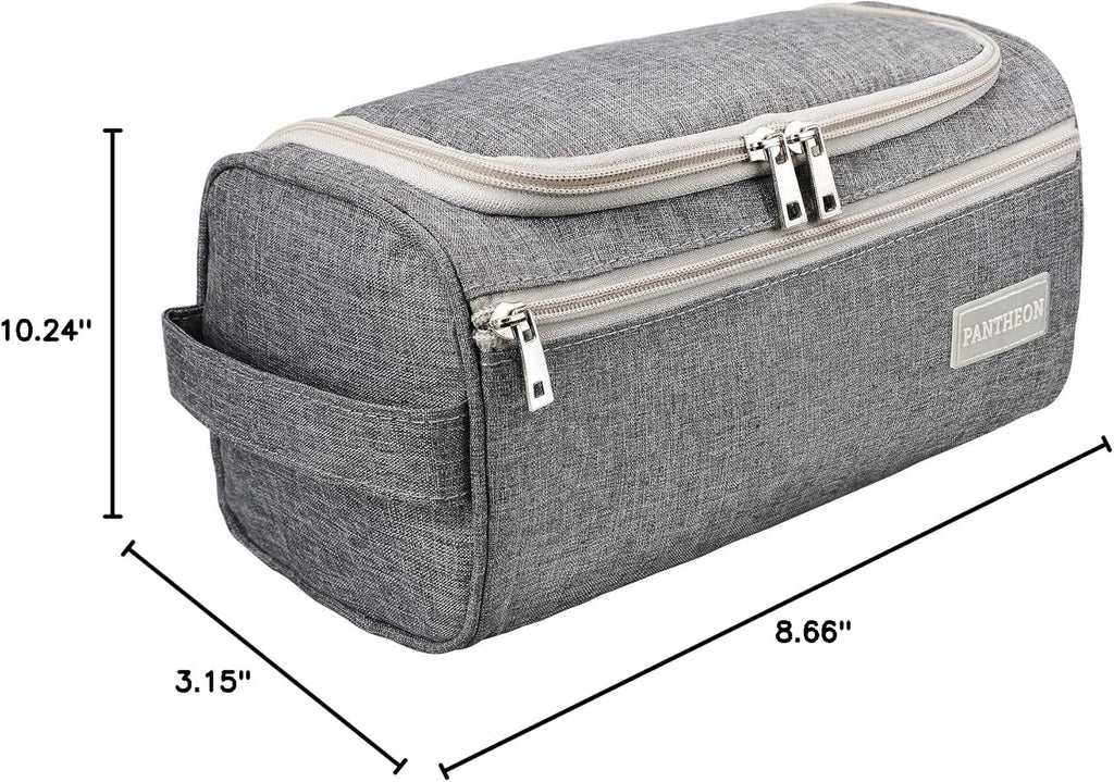 Hanging Travel Toiletry Bag for Men, Dopp Kit - Gray | Hanging Hook, Water-Resistant Lining, Zip & Mesh Pockets; Men'S Dopp Kit for Travel, Gym, Hotel & Bathroom