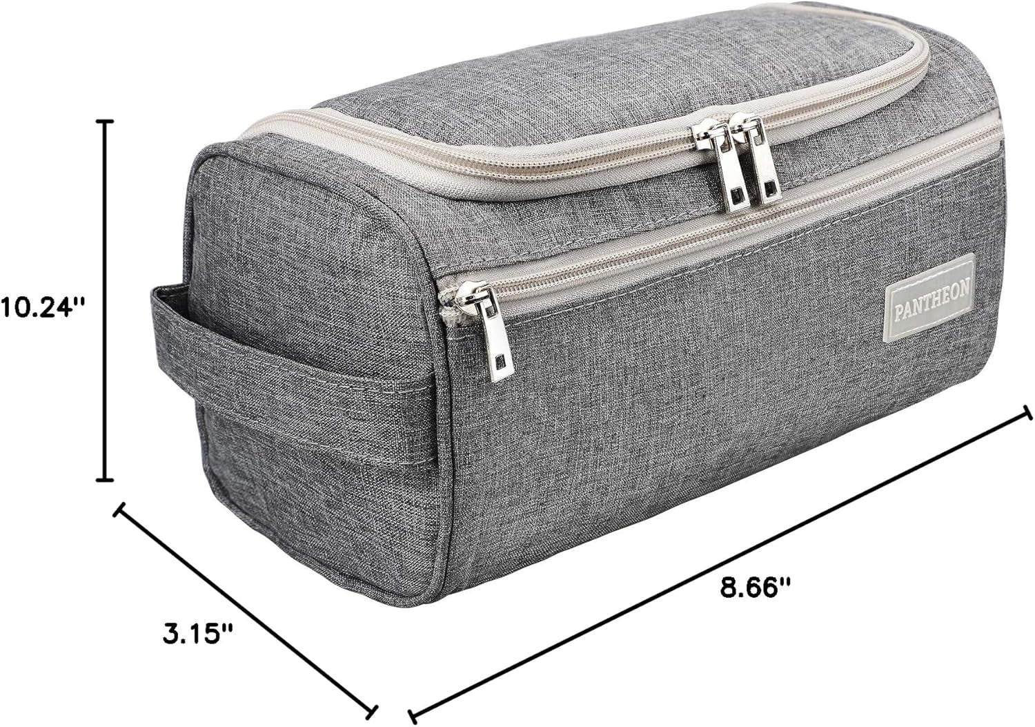 Hanging Travel Toiletry Bag for Men, Dopp Kit - Gray | Hanging Hook, Water-Resistant Lining, Zip & Mesh Pockets; Men'S Dopp Kit for Travel, Gym, Hotel & Bathroom