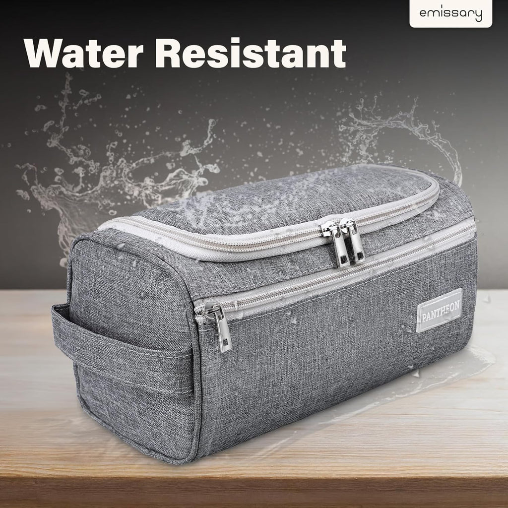 Hanging Travel Toiletry Bag for Men, Dopp Kit - Gray | Hanging Hook, Water-Resistant Lining, Zip & Mesh Pockets; Men'S Dopp Kit for Travel, Gym, Hotel & Bathroom
