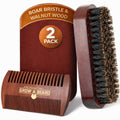 Beard Comb for Men & 100% Boar Bristle Beard Brush for Men, Best Beard Grooming Kit, Natural Mustache Brush and Comb for Men, Hair Brush, Mens Beard Care Gifts, Gift for Beard