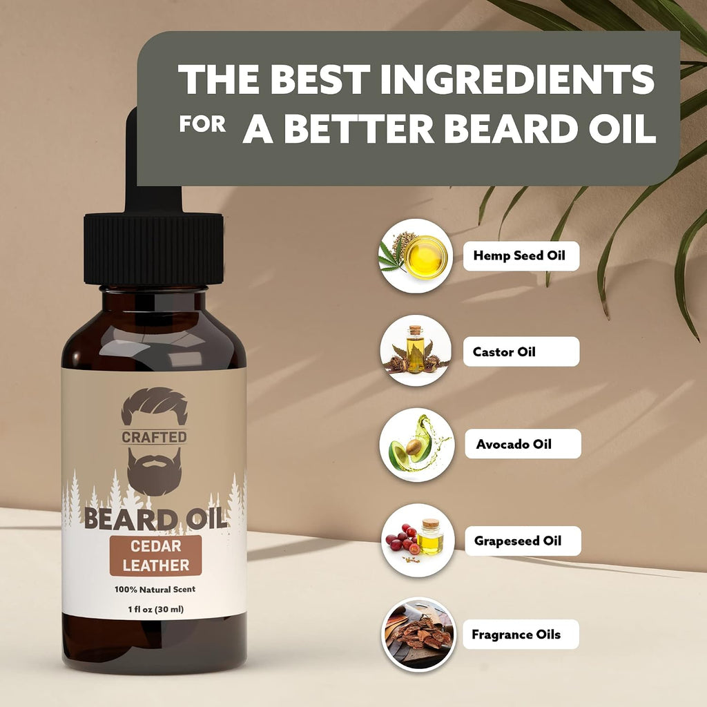 Beard Oil by  - Beard Oil Conditioner - Leave Your Beard Feeling Amazing - All Natural Ingredients - No Residue - Mustache Oil - 1Oz - Made in the USA (Cedar Leather)