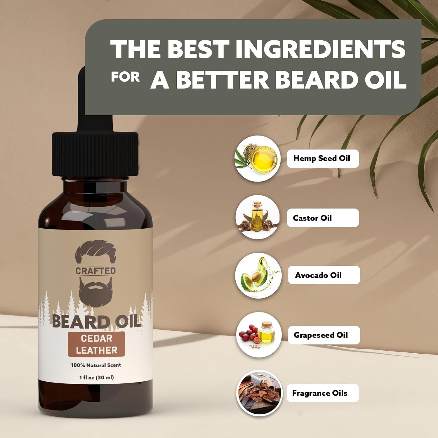 Beard Oil by  - Beard Oil Conditioner - Leave Your Beard Feeling Amazing - All Natural Ingredients - No Residue - Mustache Oil - 1Oz - Made in the USA (Cedar Leather)
