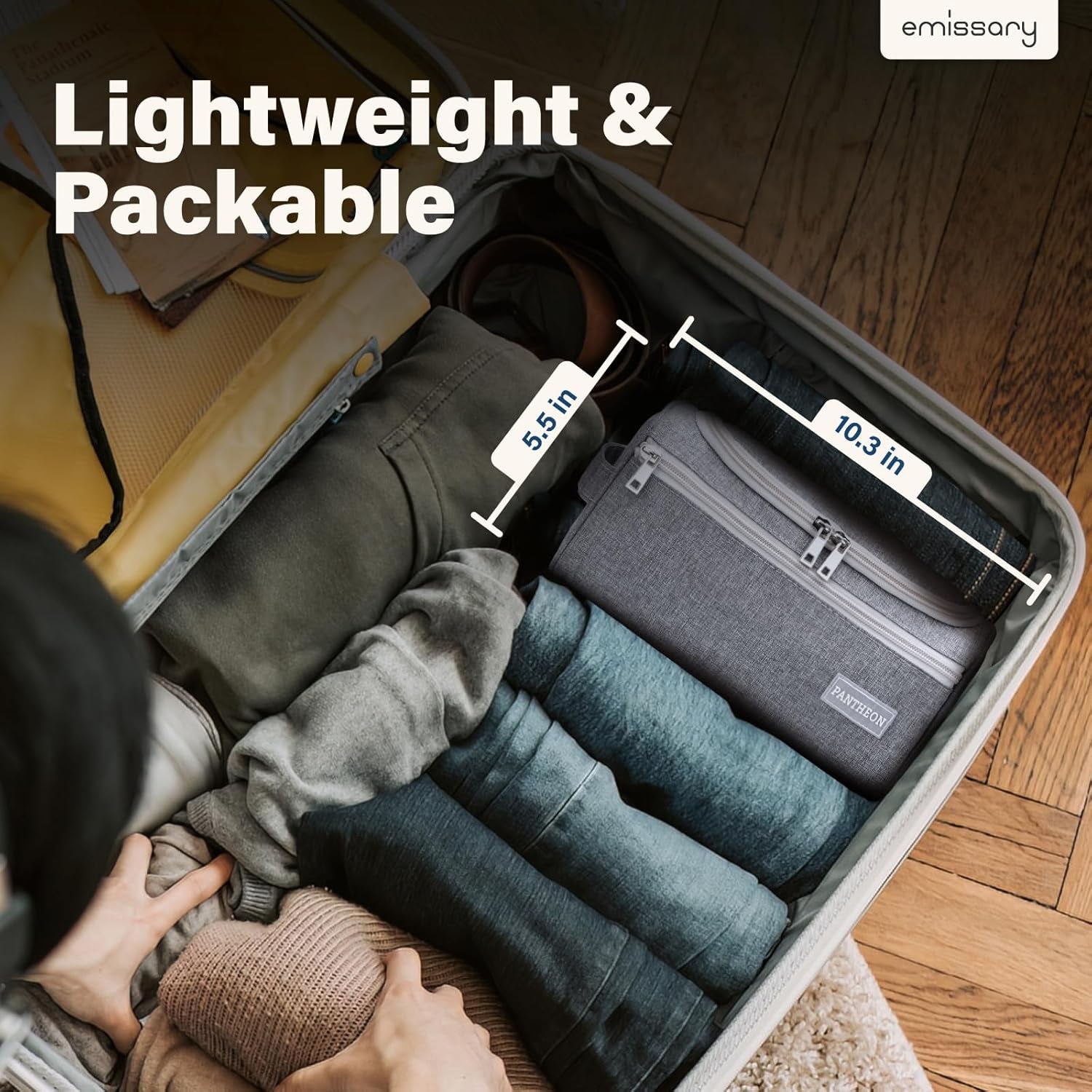 Hanging Travel Toiletry Bag for Men, Dopp Kit - Gray | Hanging Hook, Water-Resistant Lining, Zip & Mesh Pockets; Men'S Dopp Kit for Travel, Gym, Hotel & Bathroom
